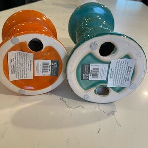 2 ceramic candle holders